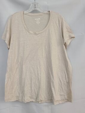 Wool& XL Beige Merino Wool Linen Blend Minimalist Neutral Capsule Casual T Shirt